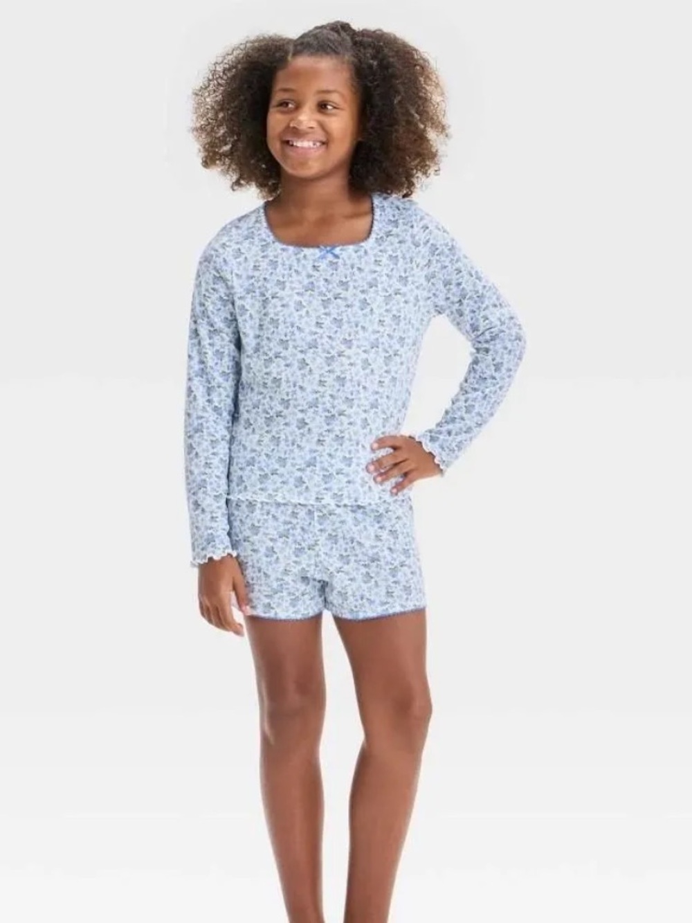 art class Light Blue Floral Long-Sleeve Pajama Set 10/12 L